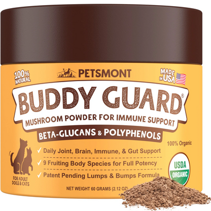 Buddy Guard for Lumps and Bumps, Lipoma for Dogs & Cats, Patent Pending Organic 9 Mushroom Powder Blend Natural Dog Probiotic & Immune Support Chaga, Reishi, Lion's Mane, Turkey Tail Mushroom(2‑pack  50-lbs)